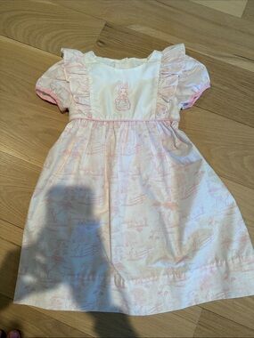Pink Embroidered Bunny Toddler Dress